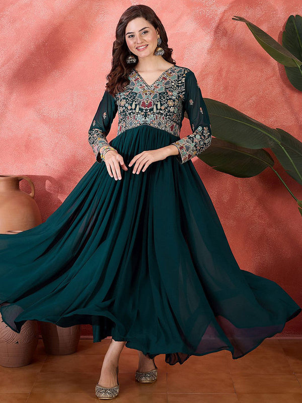 Sequence Embroidered Alia Cut Gown Ethnic Dresses