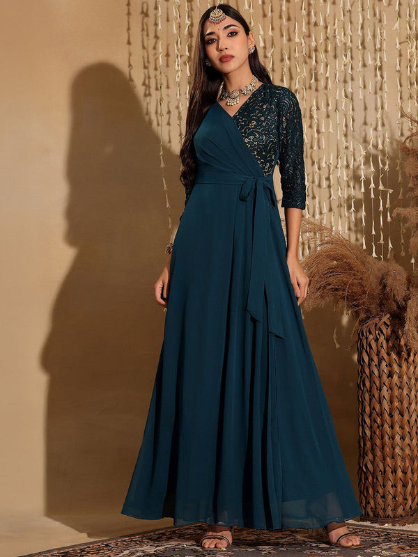 Melody of Tribes Lace Overlaid Maxi Ethnic Dress
