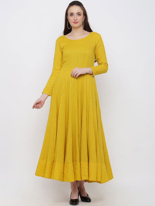 Yellow Embellished Cotton Maxi Dress
